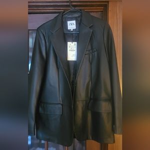 Zara | Faux Leather Blazer (NWT)